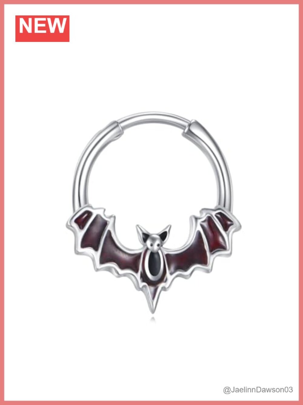 925 Sterling Silver Bat Septum Ring 16G Goth Nose Hoop Piercing Jewelry
